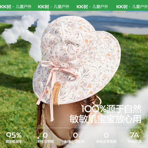 【云优选】KK树宝宝防晒帽双面可戴防紫外线渔夫盆帽婴儿亚麻超轻薄遮阳帽亚麻小凉帽 商品图2