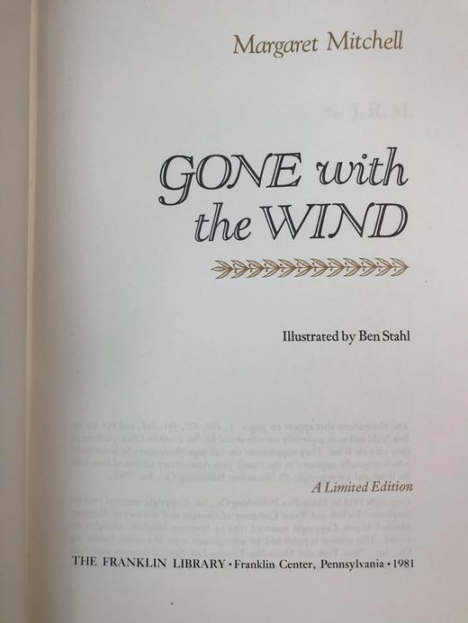 限量版！玛格丽特・米切尔《飘》配插图 富兰克林图书馆豪华皮装本 商品图2