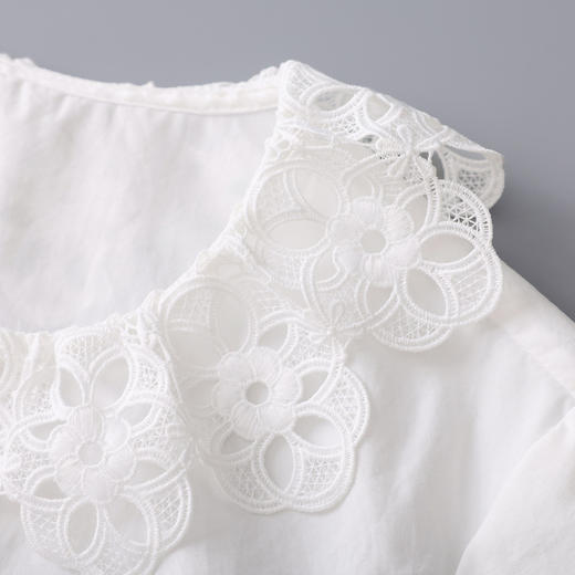 「高货wl」全新升级【铂金会员266/天猫359/差价93】(11505)洛诗琳法式蕾丝刺绣衬衫2026春季新款气质纯棉花瓣领上衣 商品图2