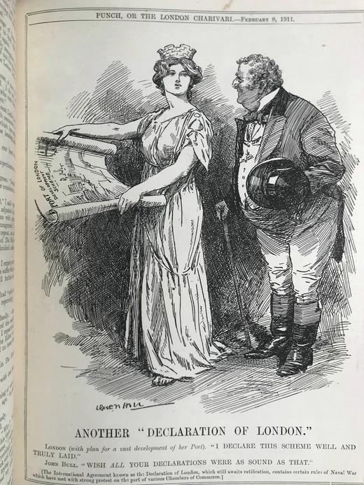 1911年1-6月 英国讽刺漫画杂志《笨拙》 数百幅插图 漆布精装16开 商品图9