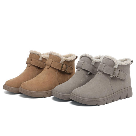 丁摩 磨砂皮雪地靴女防滑棉鞋冬季新款加绒靴一脚蹬套脚加厚棉鞋5ZF-956 商品图4