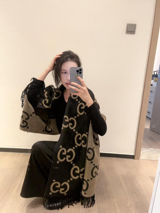 秋冬特惠💰150 古奇经典羊绒围巾 双面提花 商品图3