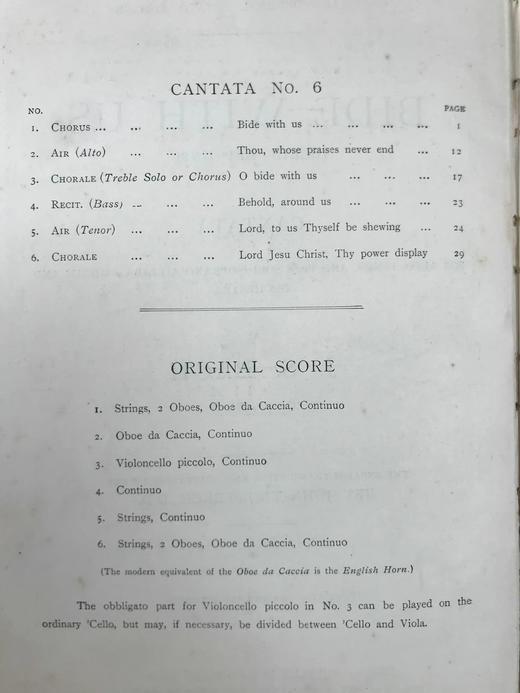 1929年 巴赫《与我们同在》康塔塔英译本乐谱 布脊精装16开 商品图3