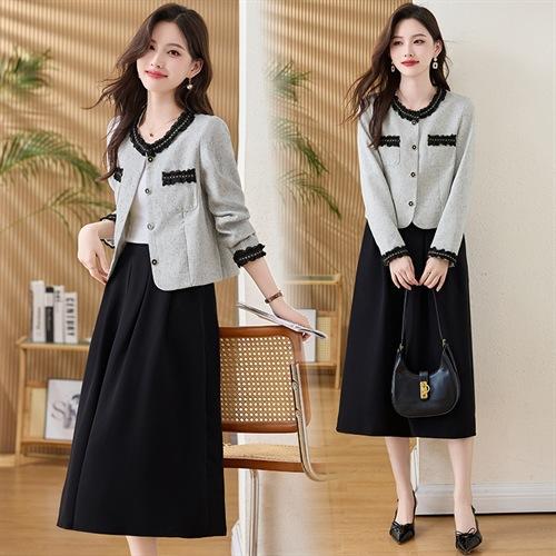 新款套装裙优雅小香风短款外套A字半身裙气质显瘦连衣裙XBL8512 商品图3