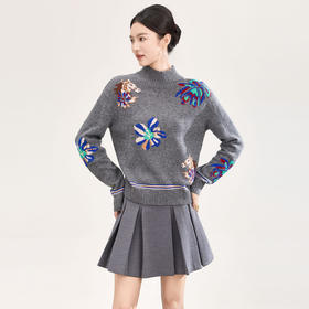 「高货wl」全新升级【铂金会员330/天猫449/差价119】(05340)洛诗琳小马钩花羊毛上衣2025秋冬新款气质半高领毛衣女