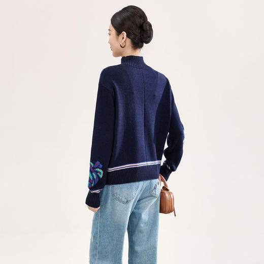 「高货wl」全新升级【铂金会员330/天猫449/差价119】(05340)洛诗琳小马钩花羊毛上衣2025秋冬新款气质半高领毛衣女 商品图3