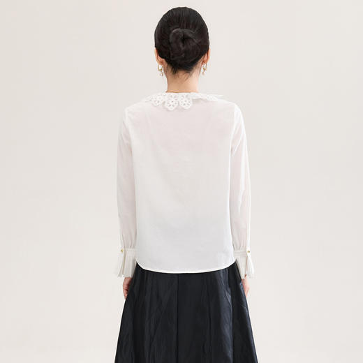 「高货wl」全新升级【铂金会员266/天猫359/差价93】(11505)洛诗琳法式蕾丝刺绣衬衫2026春季新款气质纯棉花瓣领上衣 商品图1