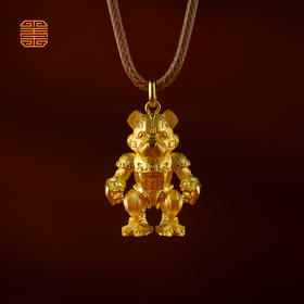 玺匠金铺《足金生肖机甲之狗》足金9999 吊坠项链生日礼物