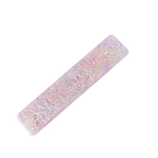 【云梦敦煌发夹】敦煌小众新中式荷花花纹水钻醋酸长方发夹一字夹复古国风发饰鸭嘴夹新款 商品图9