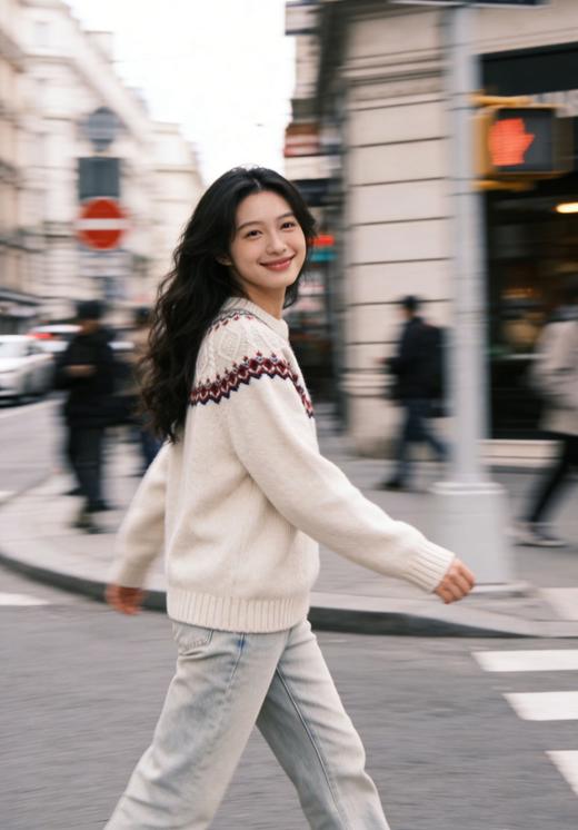 定位织费尔岛100%绵羊毛毛衣 商品图1