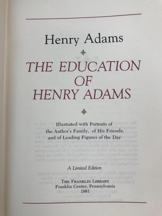 限量版！亨利・亚当斯《亨利・亚当斯的教育》 配插图 富兰克林图书馆豪华皮装本 商品图2