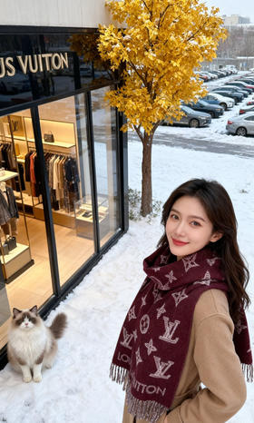 秋冬特惠💰320 LV围巾 Essential Shine 围巾将金属纤维织入 Monogram 图案