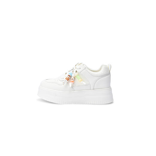 经典鲨2026年春专柜新品牛皮革透气厚底显高休闲鞋小白鞋女KW160-617051 商品图7