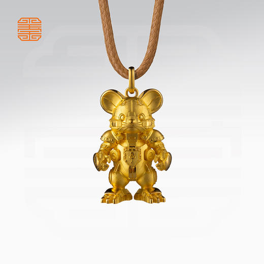 玺匠金铺《足金生肖机甲之鼠》足金9999 吊坠项链生日礼物 商品图4
