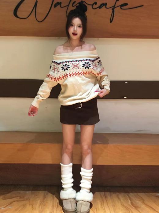 <曾小咸推荐>  费尔岛一字肩毛衣 日常价169 活动价89.99！！【预售款，预计3-15天发货】 商品图5