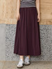 葡萄紫褶皱半身长裙女 松紧腰垂坠感 A 字大摆裙 慵懒风显瘦遮胯伞裙 商品缩略图0