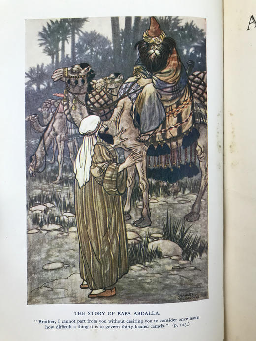 1950年 天方夜谭 4幅彩色插图 漆布精装32开 商品图2