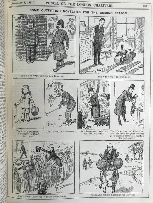 1911年1-6月 英国讽刺漫画杂志《笨拙》 数百幅插图 漆布精装16开 商品图7