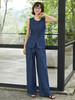 韩系慵懒风深蓝色牛仔阔腿裤女 高腰压褶垂感显瘦直筒休闲裤 小个子复古百搭九分裤 商品缩略图1