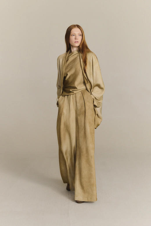 Cortana 26PS 茶金晕染opale缎光阔腿裤 商品图1