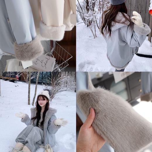 仿貂绒连帽一体保暖外套，外层三防面料，内里水貂绒暖糯亲肤（3-5内天发货） 商品图1