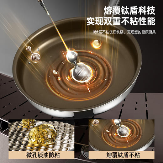 【0涂层！钛加厚平底锅】有钛无涂层平底锅 316不锈钢平底锅 家用不粘锅烙饼电磁炉专用 牛排煎蛋锅 商品图1