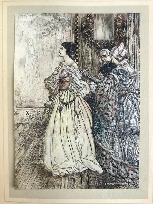 鬼才拉克姆15幅彩色手工贴图！1909年 莫特·富克《水妖记》 漆布精装16开 商品图14