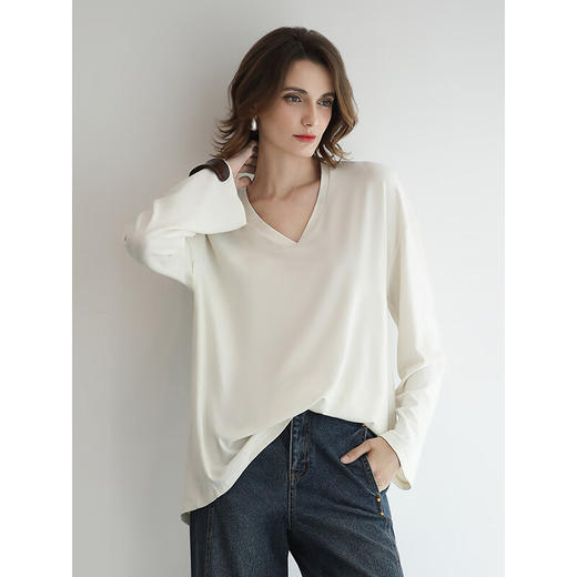 COCOBELLA抗静电保暖V领长袖T恤25秋冬吸湿发热打底衫UT0003 商品图2