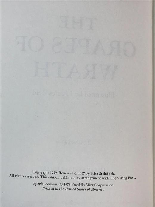 限量版！约翰・斯坦贝克《愤怒的葡萄》 配插图 富兰克林图书馆豪华皮装本 商品图3