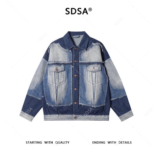 6501SDSA秋冬新款痞帅男装韩版时尚贴布撞色设计翻领牛仔夹克外套百搭 商品图1