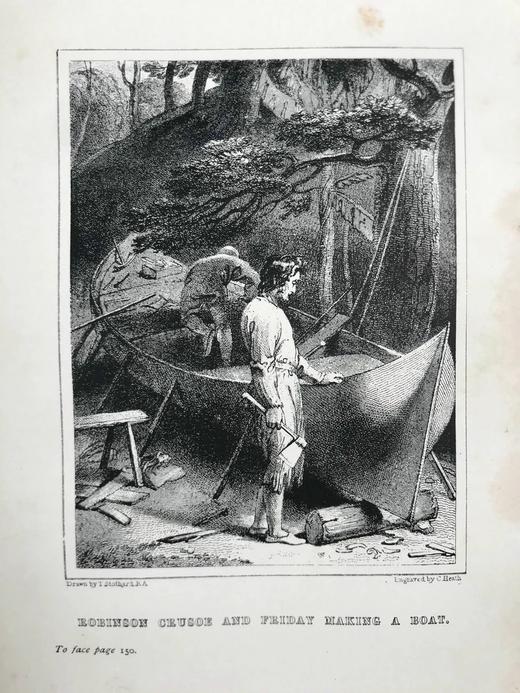 1899年 鲁宾逊漂流记 20幅版画插图 漆布精装大32开 商品图13