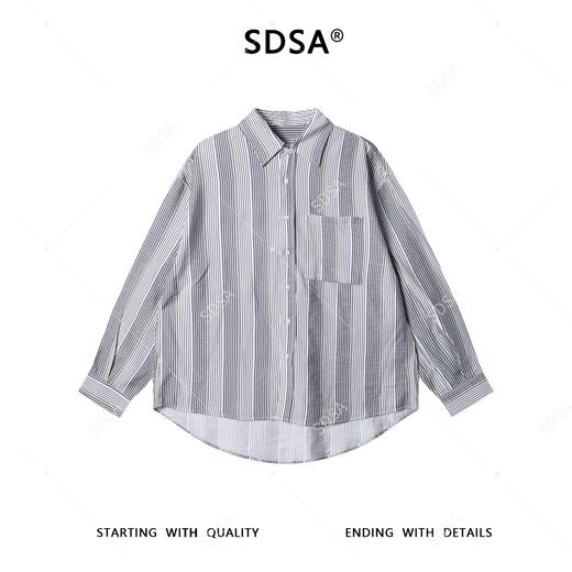 25362SDSA男士秋冬新款痞帅男装韩版撞色条纹坠感长袖衬衫百搭宽松潮 商品图1