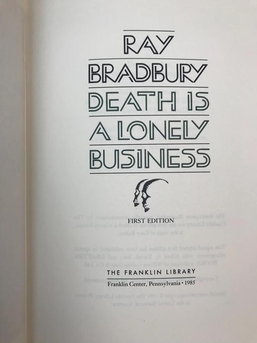 签名首版！雷・布拉德伯里《死亡是孤独的行当》 富兰克林图书馆豪华皮装本 商品图3