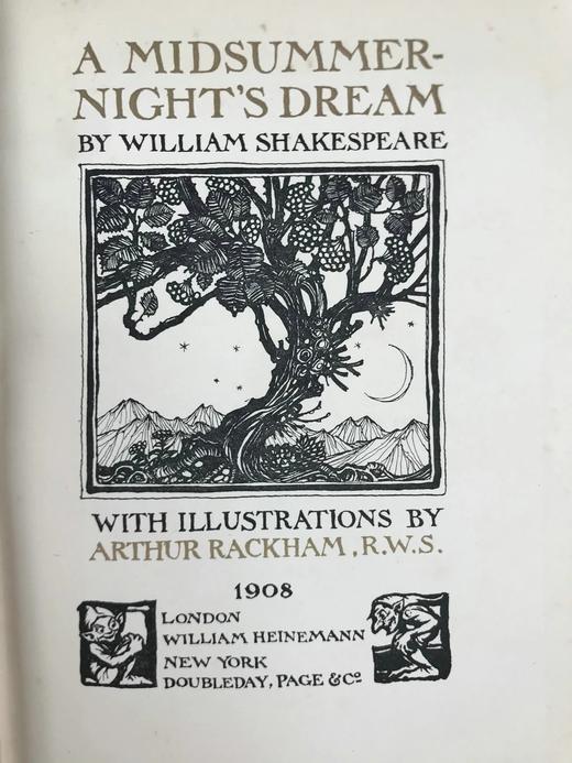 鬼才拉克姆40幅彩色手工贴图！1908年首版 莎士比亚《仲夏夜之梦》 漆布精装16开 商品图3