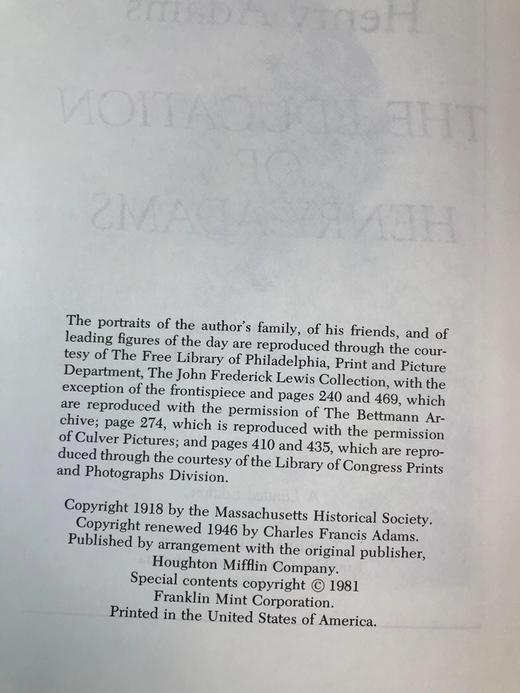 限量版！亨利・亚当斯《亨利・亚当斯的教育》 配插图 富兰克林图书馆豪华皮装本 商品图3