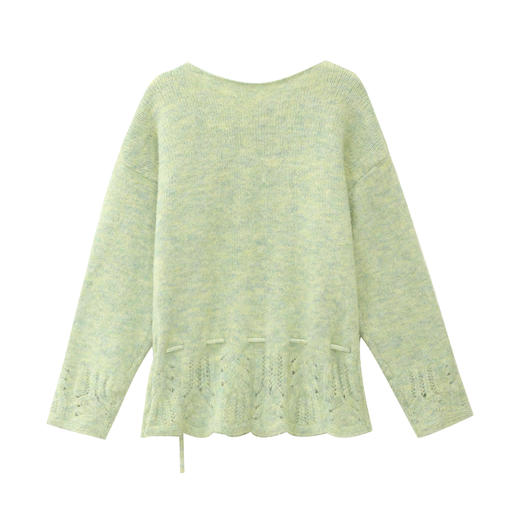 鹿向南「香草冰淇淋」冬季氛围感小清新法式绿色毛针织衣女款上衣 商品图2