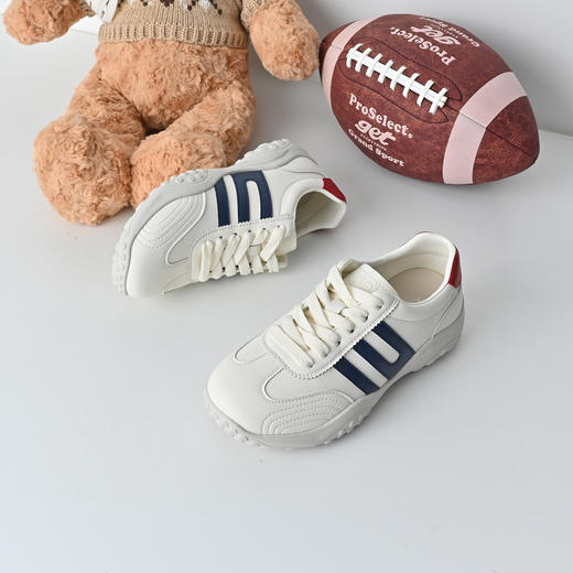 经典鲨2026年春季专柜新品牛皮革潮流拼色跑步休闲德训鞋女KW313-617031 商品图2