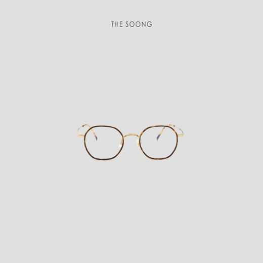 THESOONG|"多边形眼镜"超轻羽钛双色黄花纹百搭素颜眼镜HWZB8512 商品图0