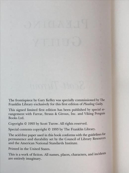 签名首版！斯科特・图罗《认罪》 富兰克林图书馆豪华皮装本 商品图4