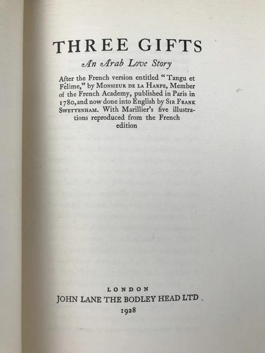 限量1500册 1928年 阿拉伯爱情故事《三件礼物》 5幅彩色铜版画插图 精装大32开 商品图4