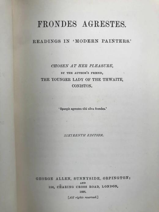 1898年 约翰·罗斯金《现代画家》节选 全真皮精装36开 商品图3