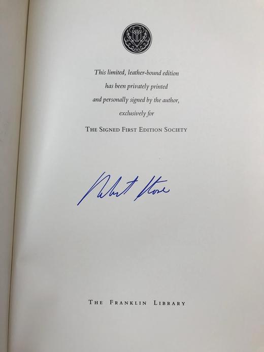 签名首版！罗伯特・斯通《奥特布里奇的延伸》 富兰克林图书馆豪华皮装本 商品图2
