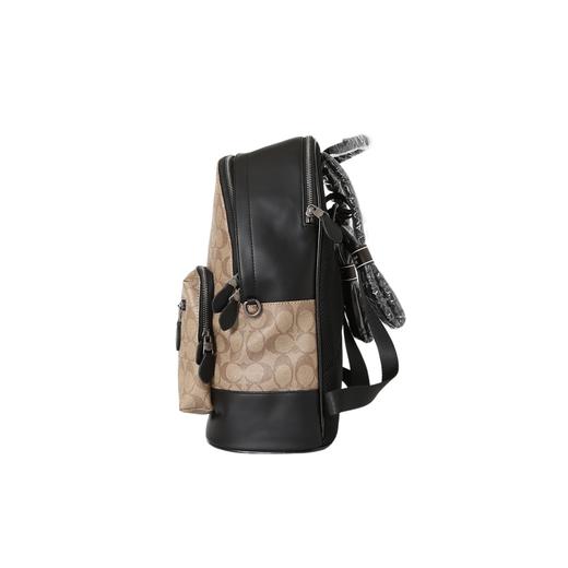 COACH蔻驰 West 32 经典老花拉链开合 PVC拼牛皮革拼织物 背包双肩包 大号 男女同款情侣款 卡其色！ 商品图1