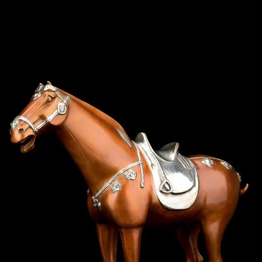 宇达青铜摆件 十二生肖马《盛世平安马》创意装饰 家居工艺摆件  高37cm 商品图3