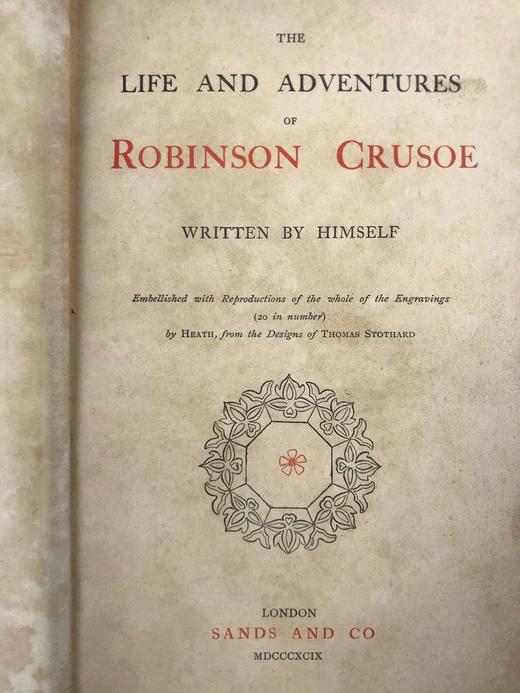 1899年 鲁宾逊漂流记 20幅版画插图 漆布精装大32开 商品图4