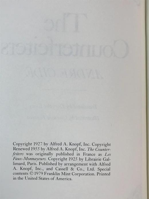 限量版！安德烈・纪德《伪币制造者》 配插图 富兰克林图书馆豪华皮装本 商品图3