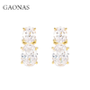 GAONAS  经典璀璨贵气双石蛋形耳环11827EW 商品缩略图0