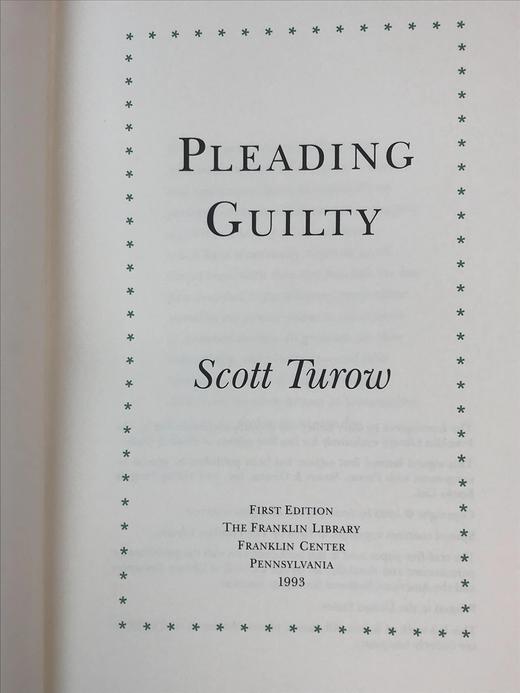 签名首版！斯科特・图罗《认罪》 富兰克林图书馆豪华皮装本 商品图3