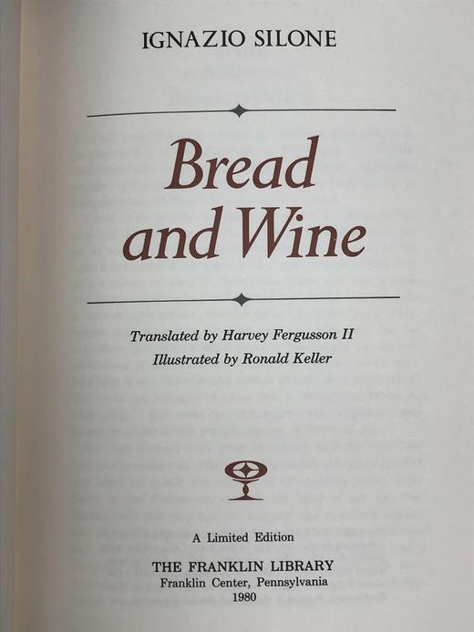 限量版！伊尼亚齐奥・西洛内《面包与酒》 配插图 富兰克林图书馆豪华皮装本 商品图2