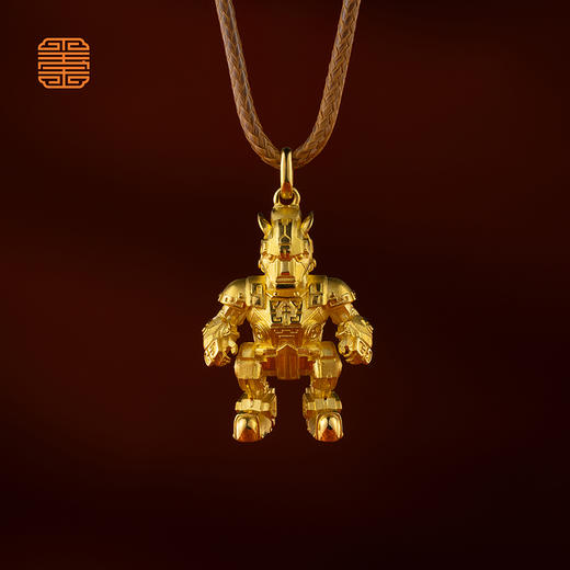 玺匠金铺《足金生肖机甲之马》足金9999 吊坠项链生日礼物 商品图0